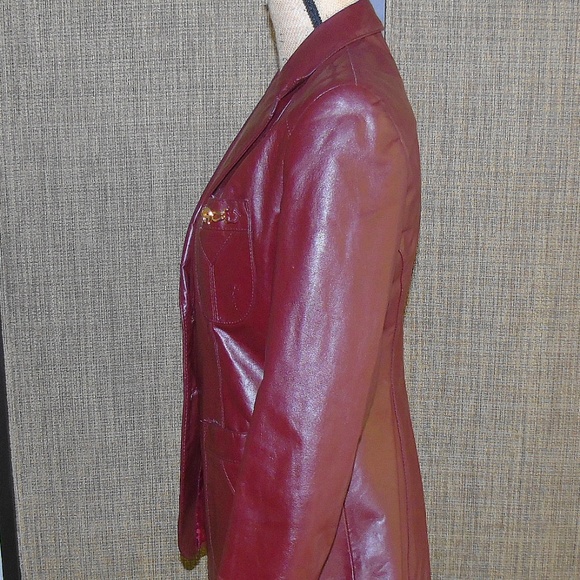 🔥🔥Oxblood Burgundy Leather Etienne Aigner Jacket 12 / Will Fit A Size Small - Picture 4 of 5